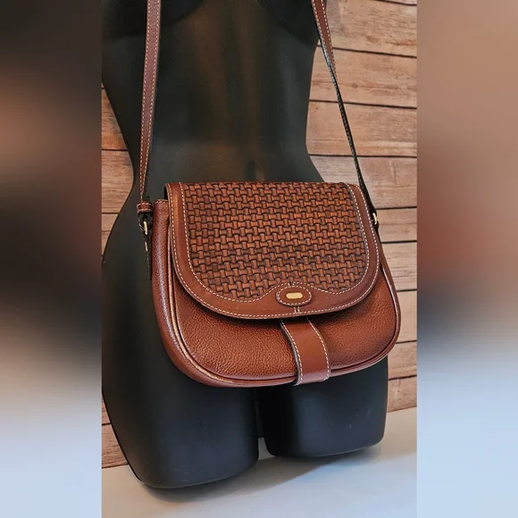 Bally Brown Woven Leather Crossbody Bag